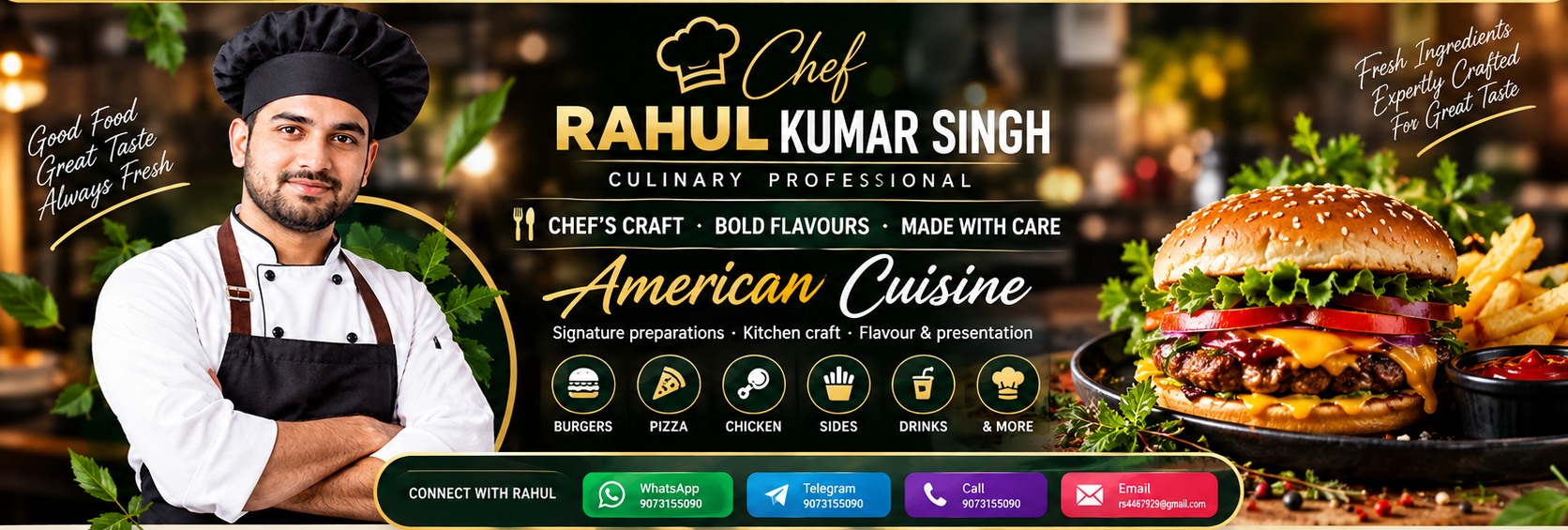 American cuisine chef portfolio banner
